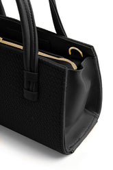 WOVEN HANDBAG - BLACK - M116